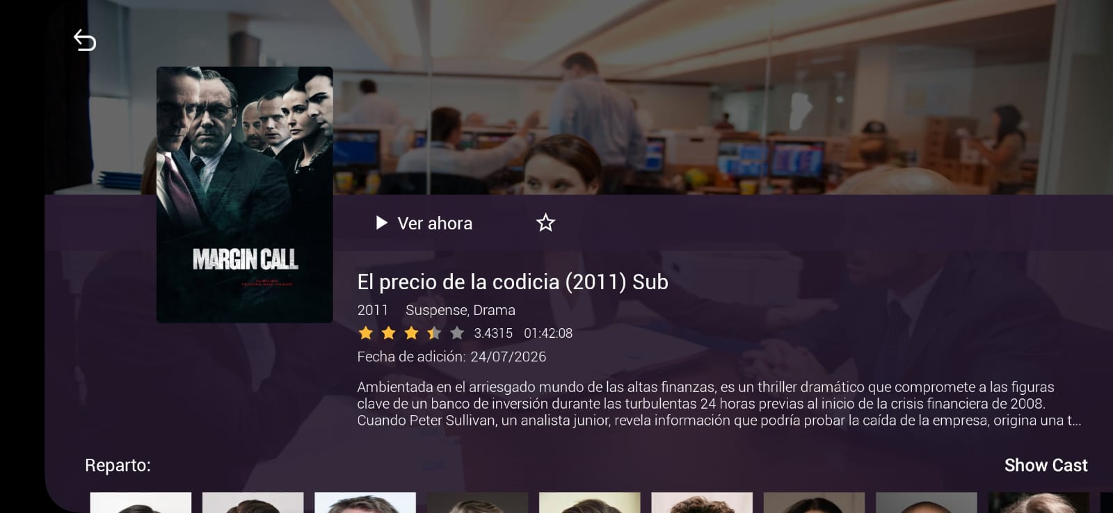 Detalle de película con reparto