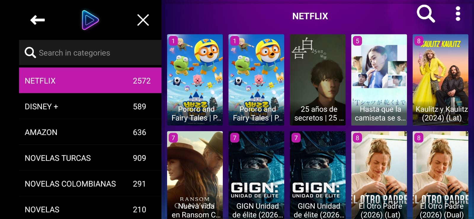 Catálogo Netflix — +2500 títulos
