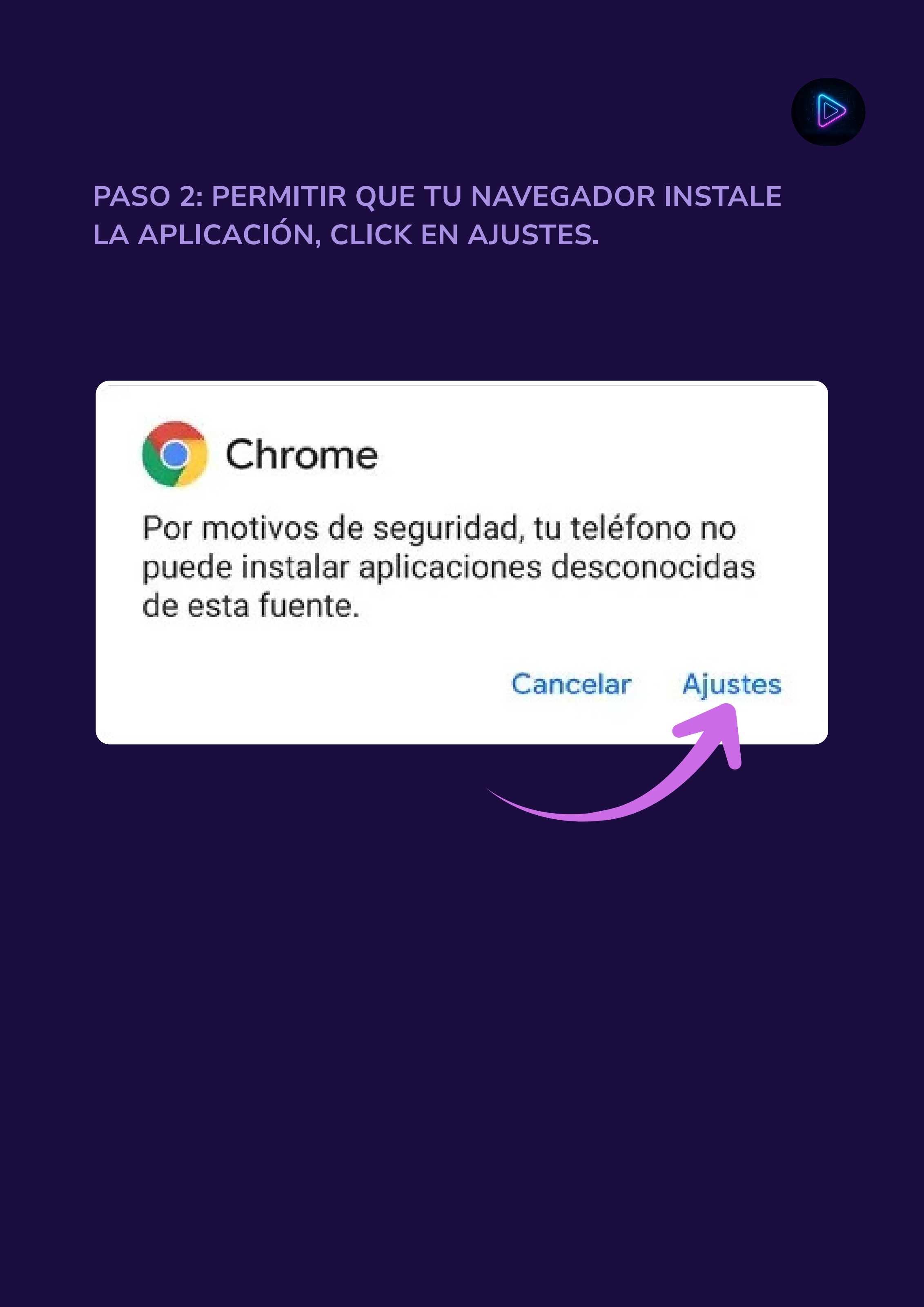 Toca 'Ajustes' cuando Chrome muestre este mensaje de seguridad