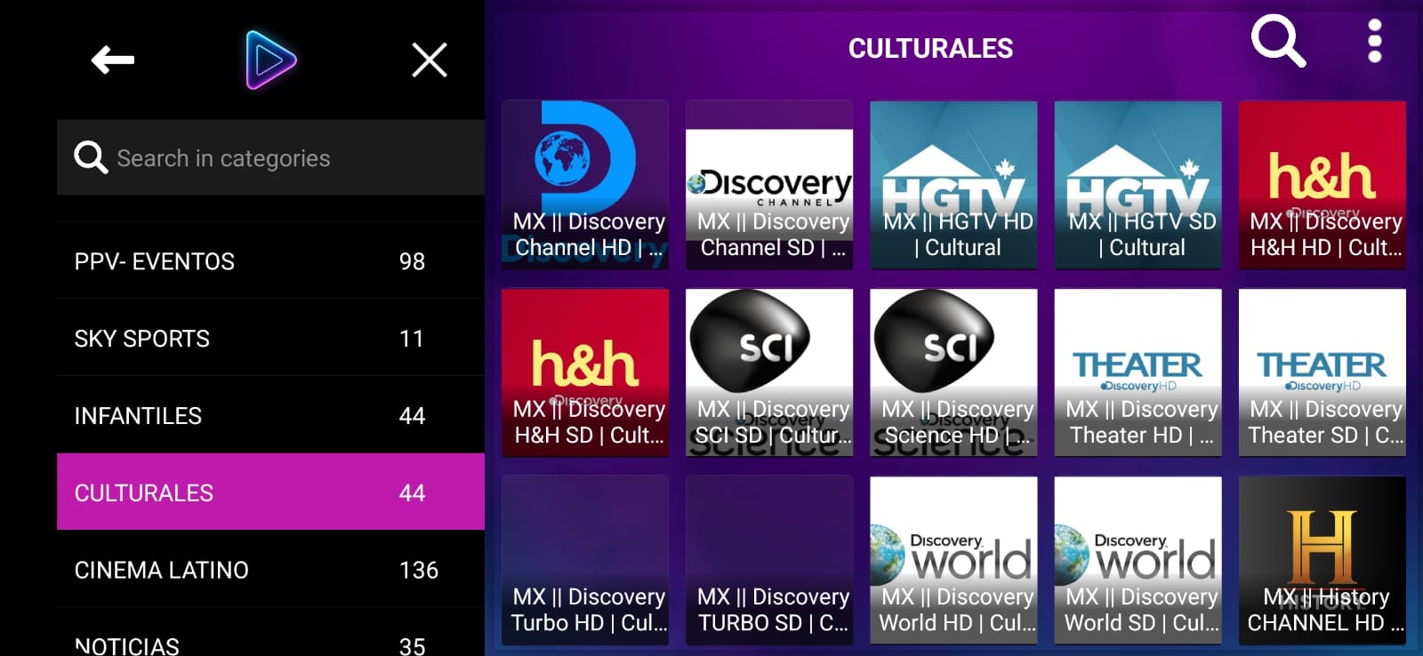 Canales culturales en vivo