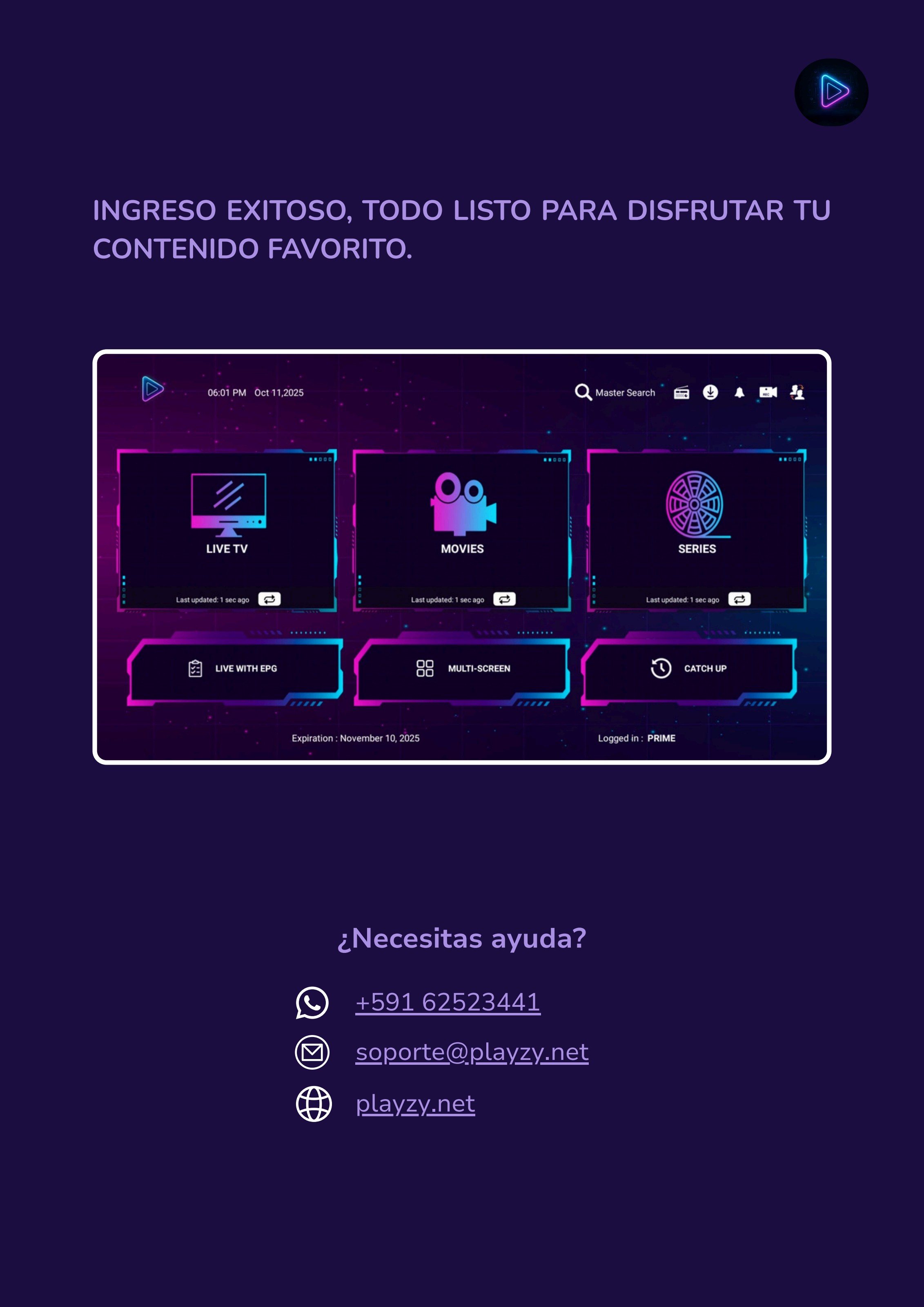 Así se ve la pantalla principal cuando todo está configurado correctamente