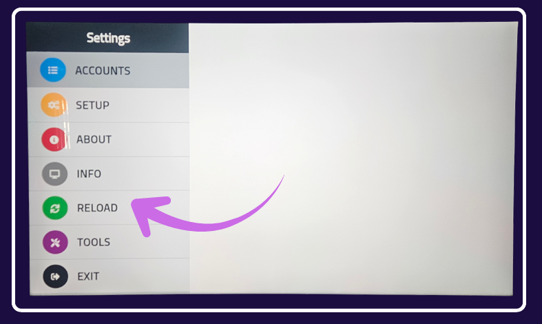 Ve a Settings y selecciona RELOAD para sincronizar